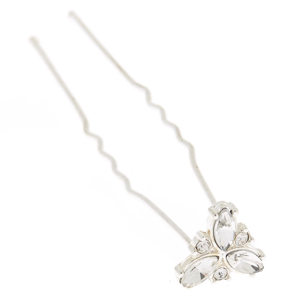 Silver Rhinestone Triangle Hair Pins - 6 Pack,