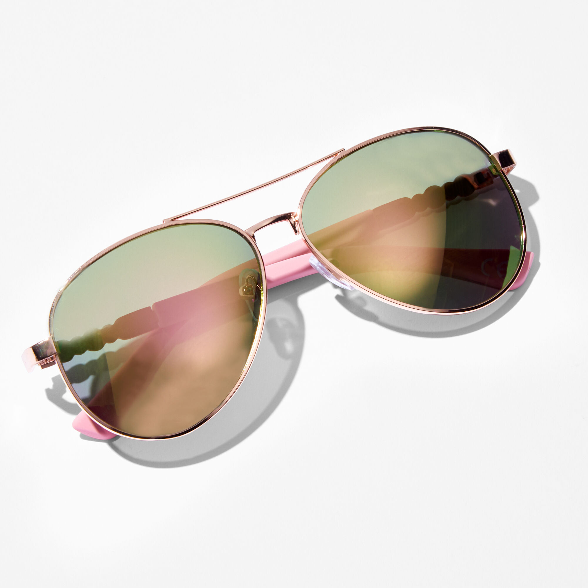 Claire's Club Rose Gold Aviator Gemstone Sunglasses,