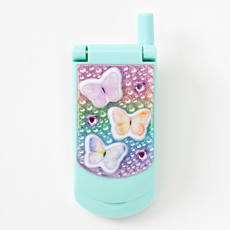 Claire&#39;s Club Butterfly Bling Flip Phone Lip Gloss Set - Mint,