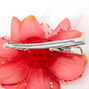 Lily Flower Hair Clips - Red Orange, 2 Pack,