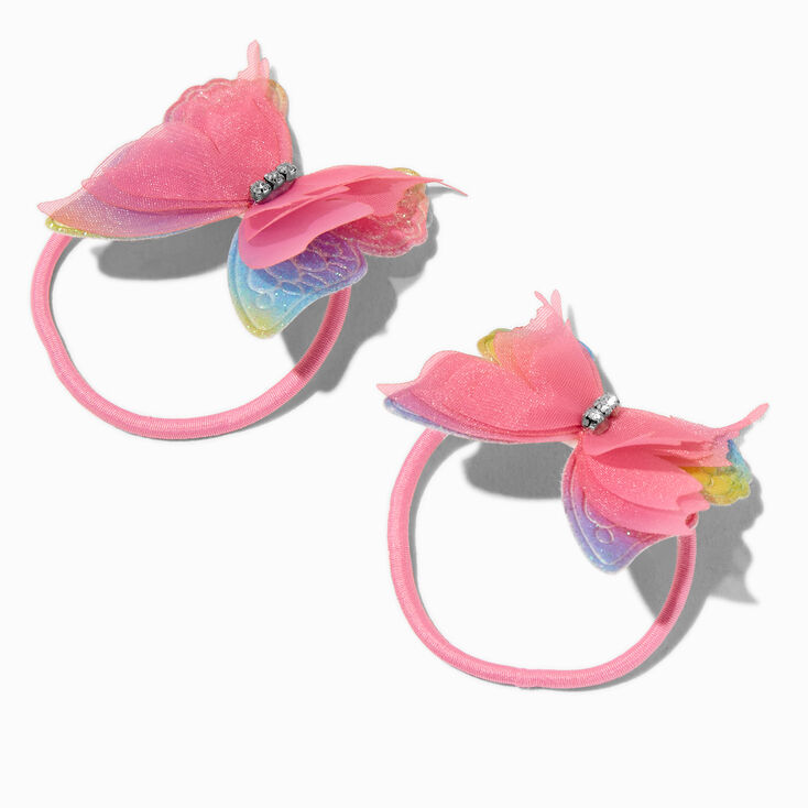 Claire&#39;s Club Pink Butterfly Hair Ties - 2 Pack,