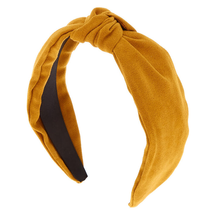 Knotted Suede Headband - Mustard,