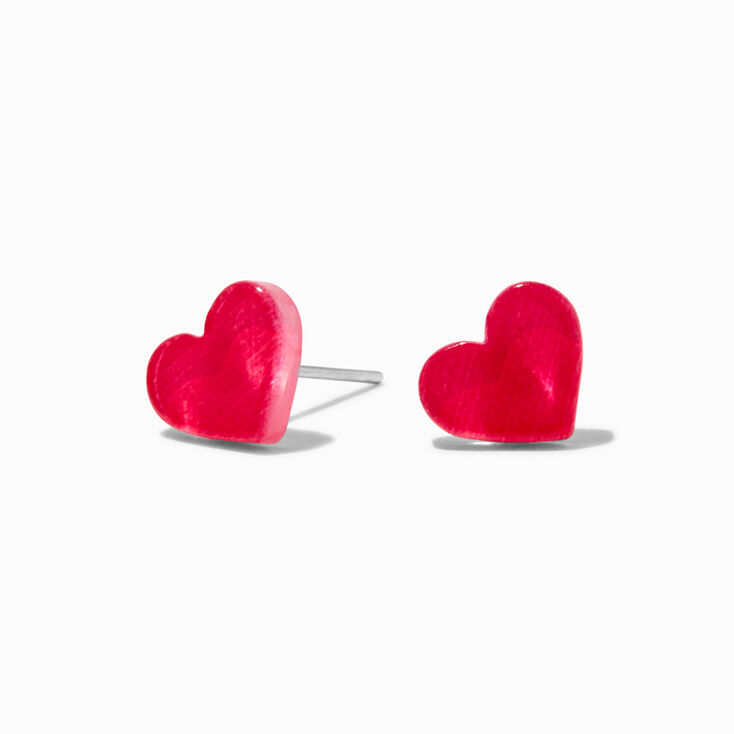 Red Heart Stud Earrings,