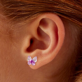 Purple Butterfly Stud Earrings,