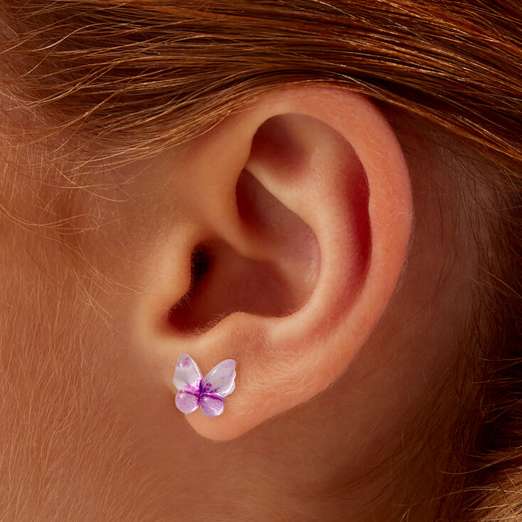 Purple Butterfly Stud Earrings,