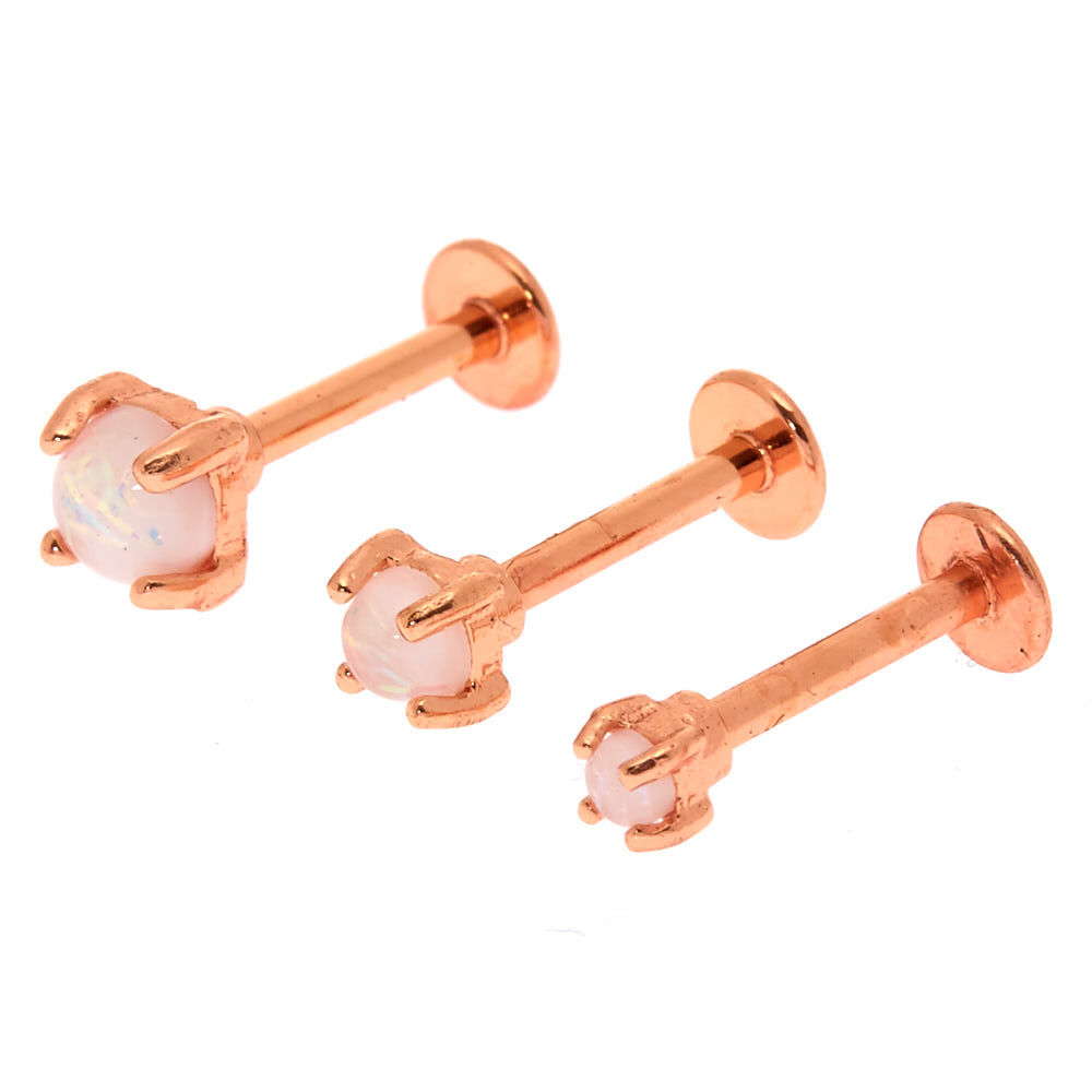 Rose Gold 16G Opal Helix Earrings - 3 Pack,