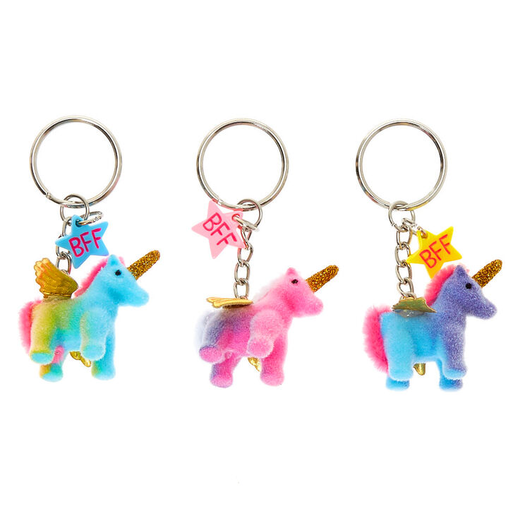 Ombre Flying Unicorn Best Friends Keychains - 3 Pack,
