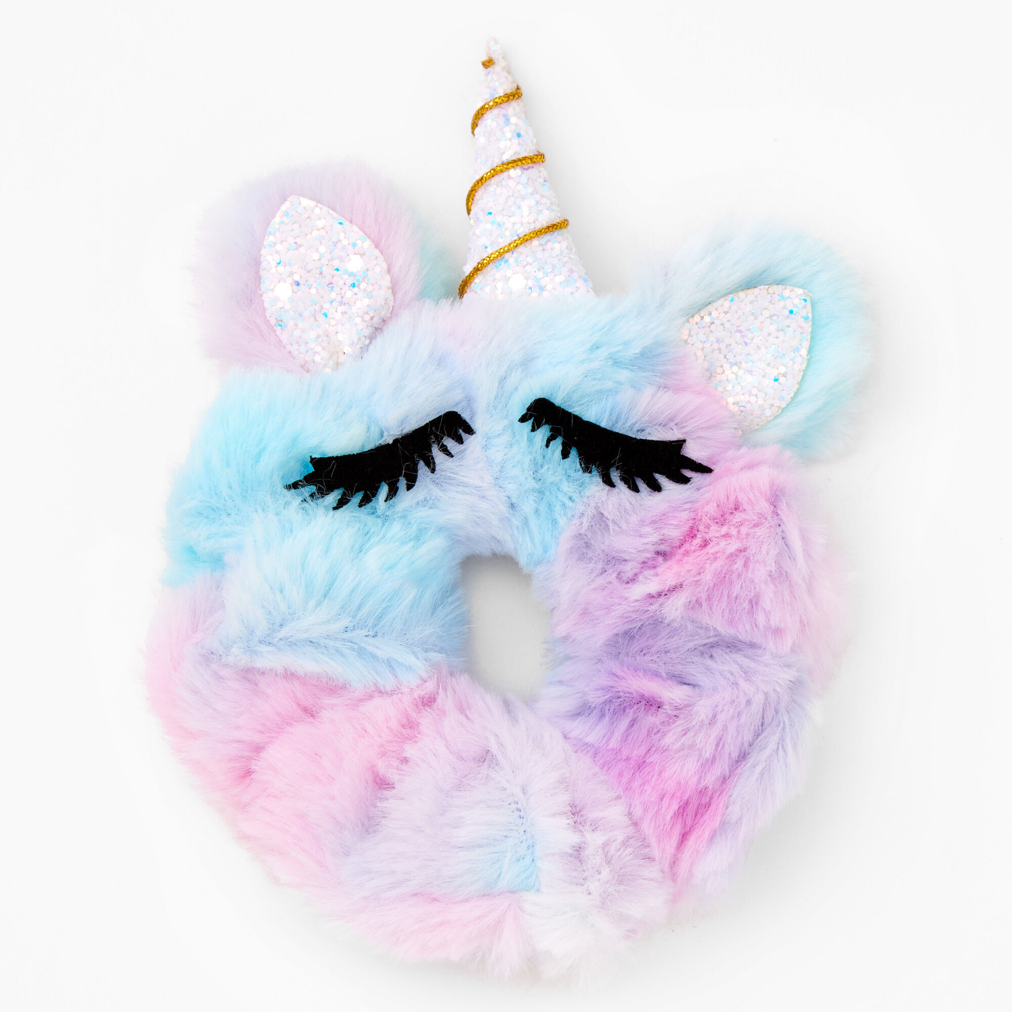 View Claires Medium Faux Fur Ombre Unicorn Hair Scrunchie Blue information