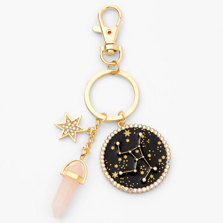 Gold Mystical Gem Zodiac Keyring - Virgo,