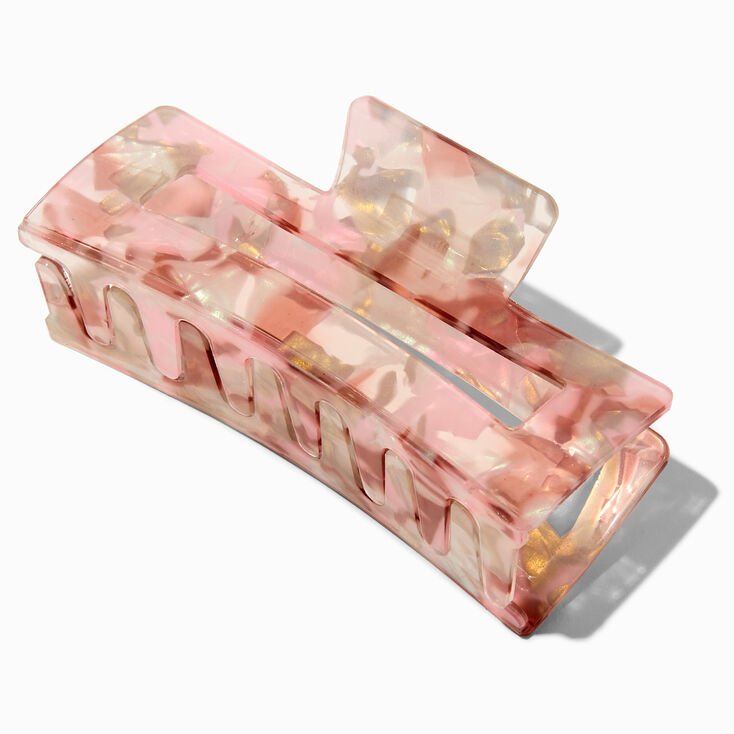 Coral Tortoiseshell Rectangular Hair Claw,