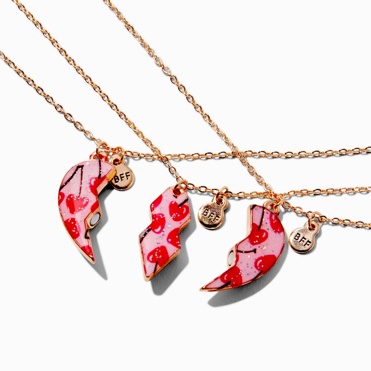 Best Friends Cherry Heart Pendant Necklaces - 3 Pack,