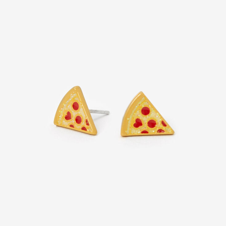 Sterling Silver Pizza Slice Stud Earrings,