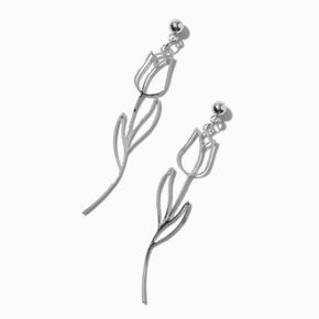 Silver-tone Tulip Drop Earrings,