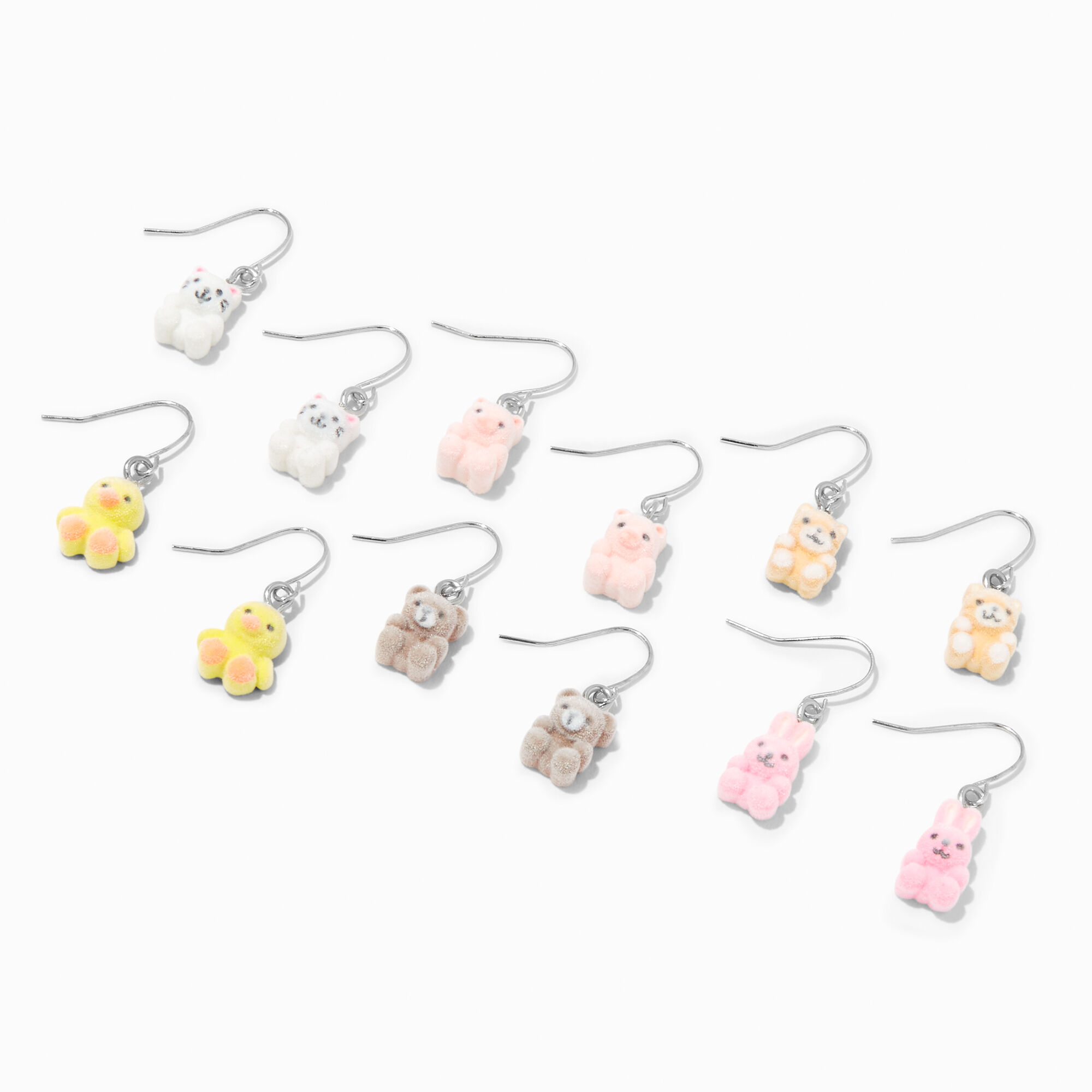 View Claires Fuzzy Animal 05 Drop Earrings 6 Pack Silver information