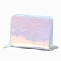 Blue Holographic Heart Mini Zip Wallet,