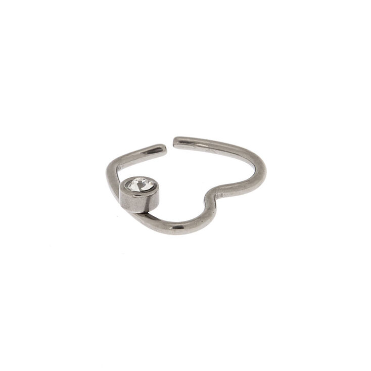 Silver Titanium 18G Heart Cartilage Hoop Earring,