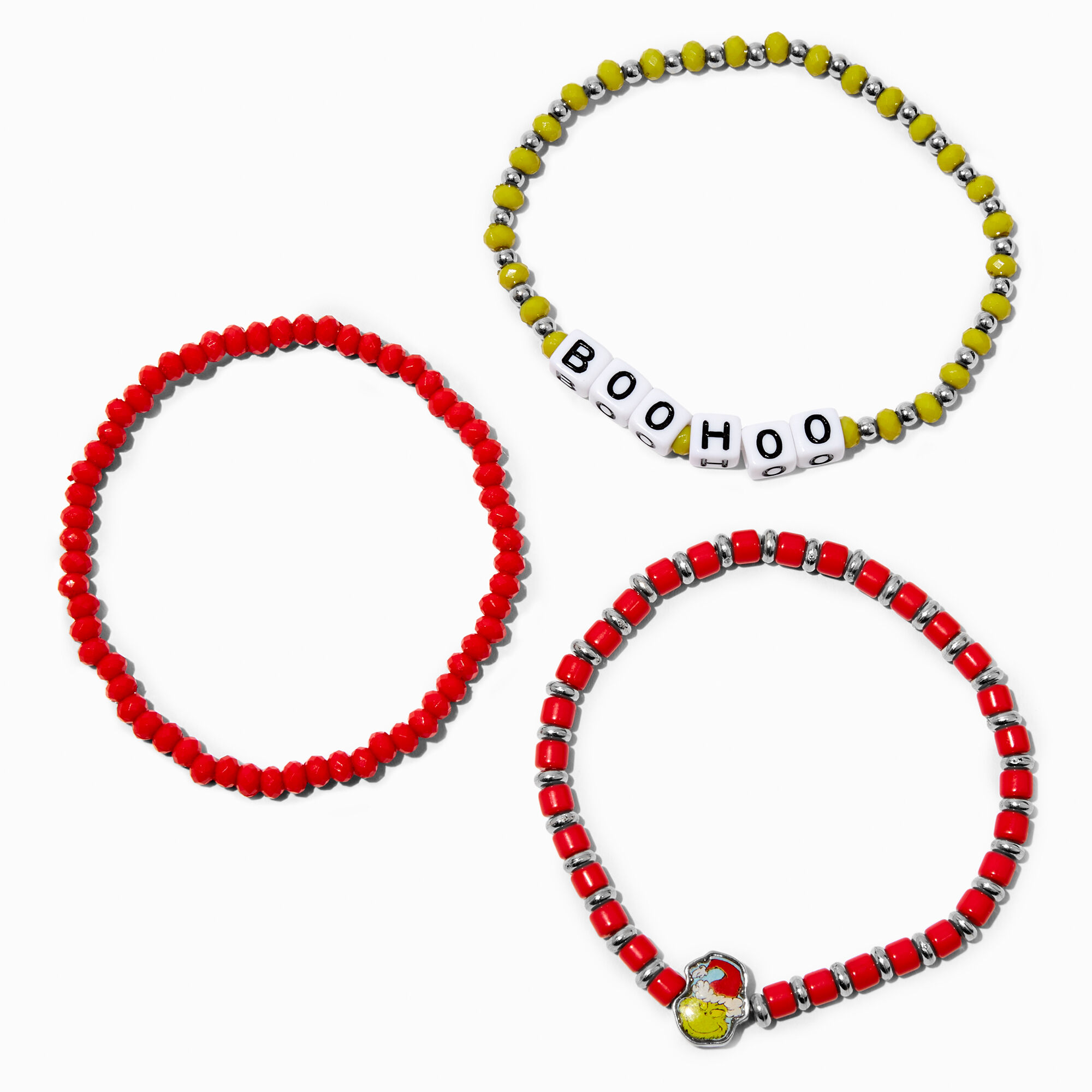 Dr. Seuss The Grinch Beaded Stretch Bracelets 3 Pack Claire s