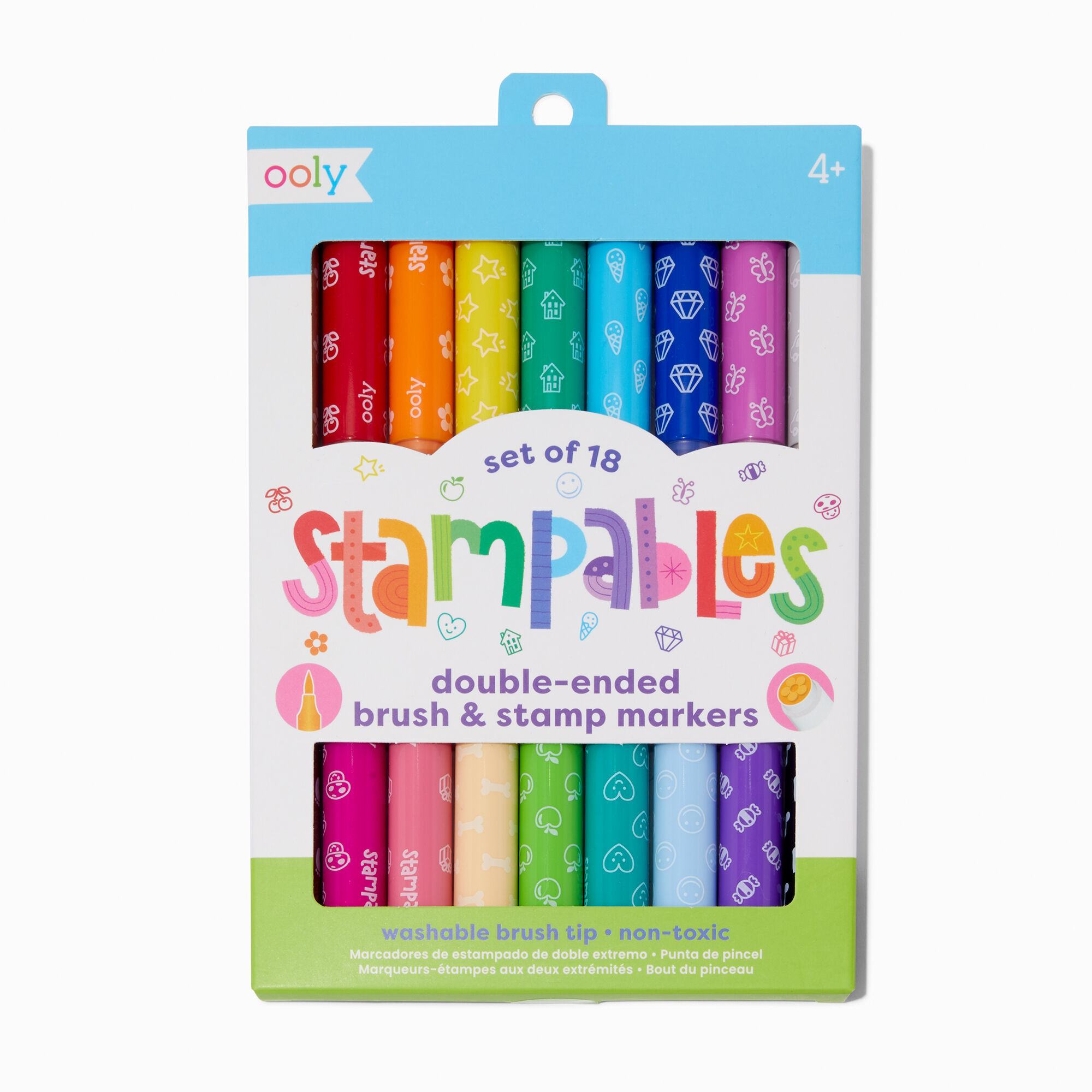 ooly® Stampables Double-Ended Brush & Stamp Markers - 18 Pack,