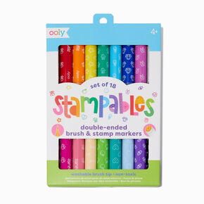 ooly&reg; Stampables Double-Ended Brush &amp; Stamp Markers - 18 Pack,