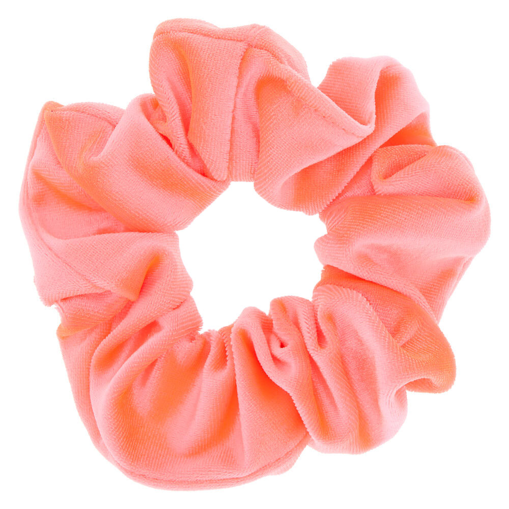 Chouchou en imitation velours rose fluo,