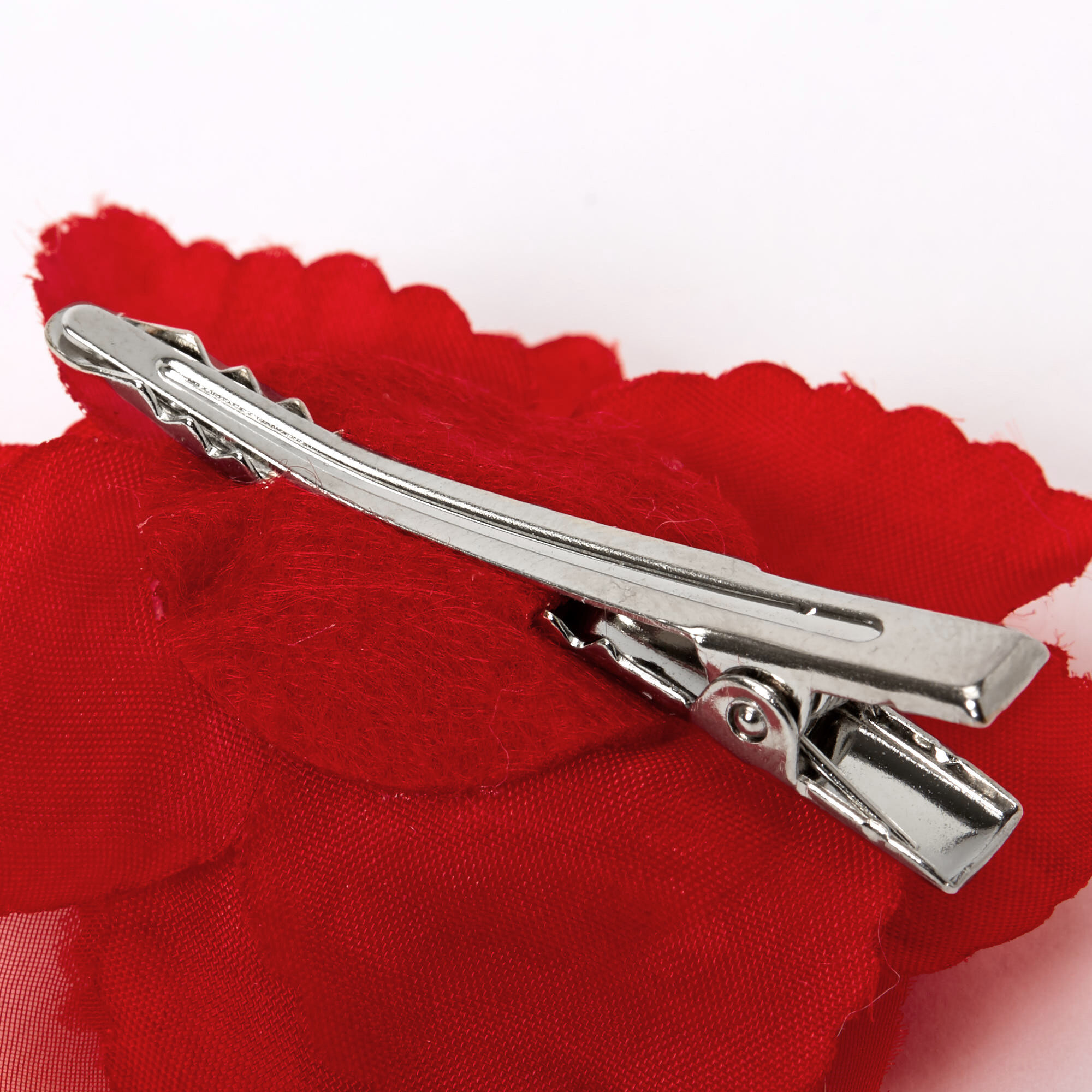 Mini Rose Hair Clips - Red, 2 Pack,
