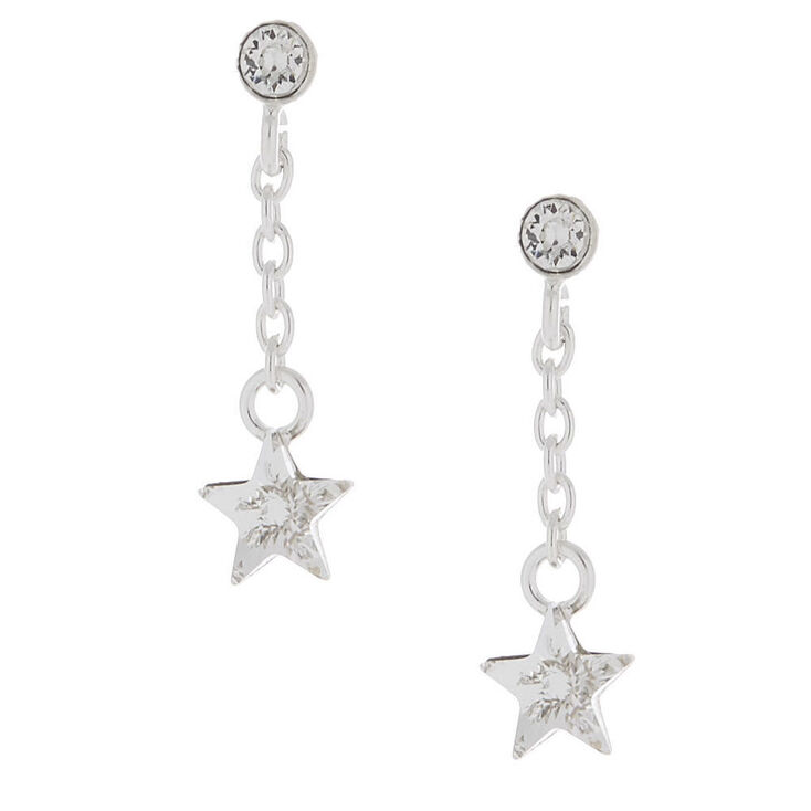 Pendantes &agrave; &eacute;toiles avec strass Swarovski&reg; couleur argent&eacute;,