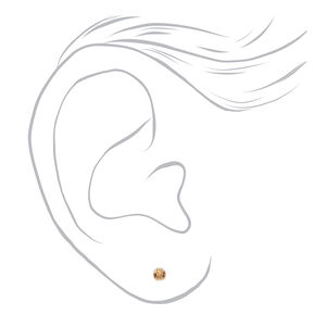 14kt White Gold 3mm November Crystal Light Topaz Studs Ear Piercing Kit with Ear Care Solution,