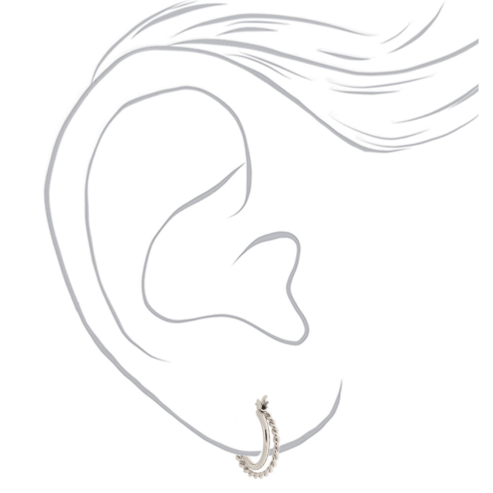 Silver-tone 15mm Braided Double Hoop Earrings