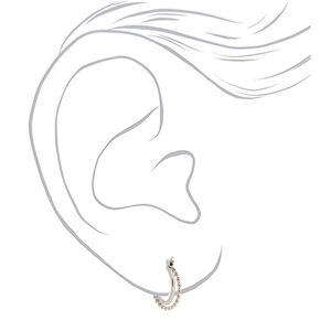 Silver-tone 15mm Braided Double Hoop Earrings,