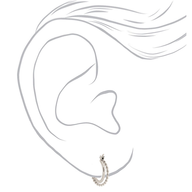 Silver-tone 15MM Braided Double Hoop Earrings,