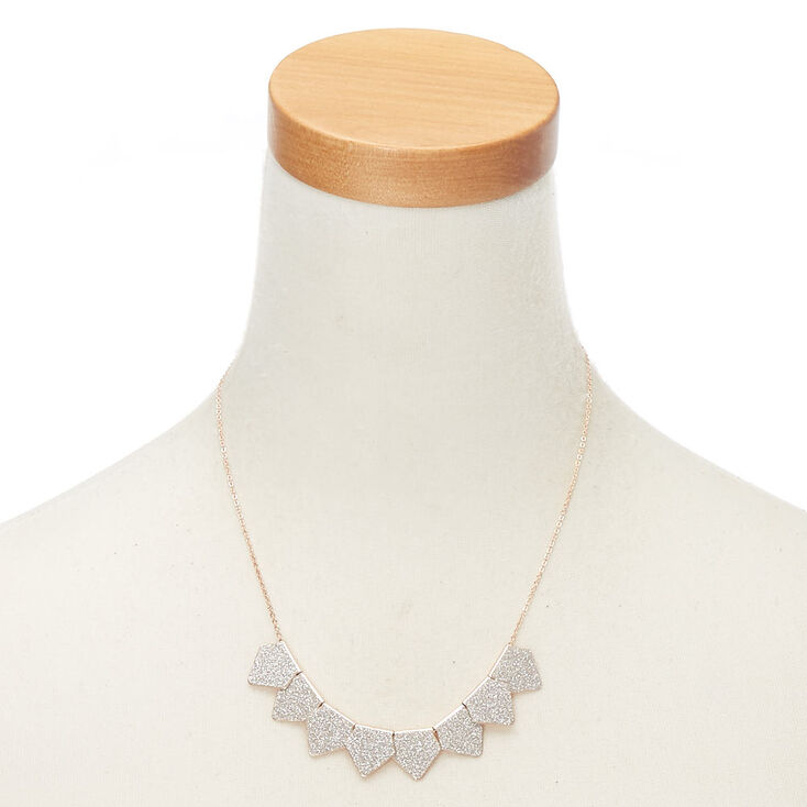 Rose Gold Glitter Statement Necklace - Silver,