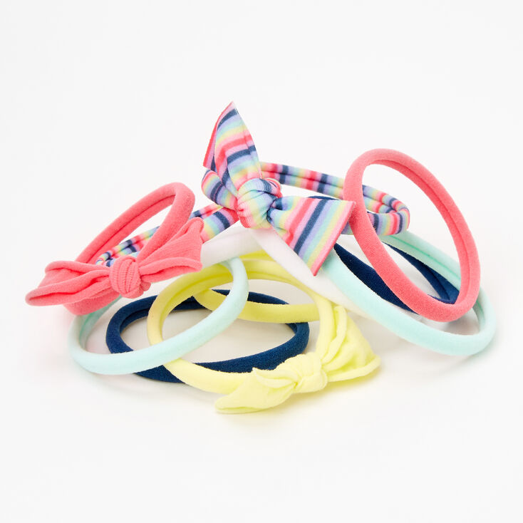 Claire's Club Multicolor Bow Rolled Hair Ties - 12 Pack | Claire's US