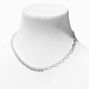 C LUXE by Claire&#39;s Sterling Silver Plated Paperclip &amp; Pearl Necklace,