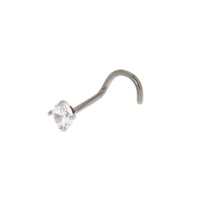 Silver Titanium 20G Embellished Stone Nose Stud,