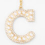 Gold Bling Initial Pom Pom Keychain - Black, C,