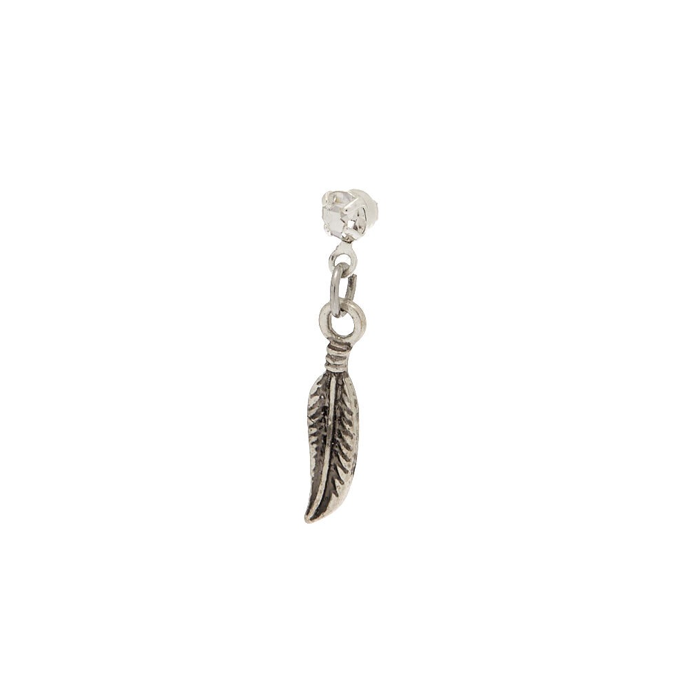 Silver 14G Feather Charm Cartilage Earring,