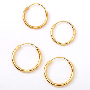 18kt Gold Plated Graduated Hoop Earrings &#40;2 Pack&#41;,