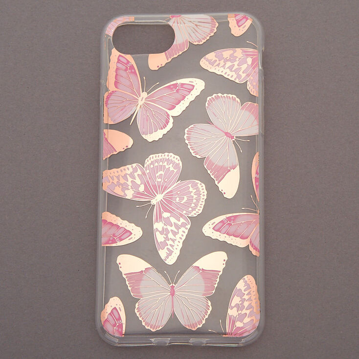 Coque de portable papillon couleur dor&eacute; rose - Compatible avec iPhone 6/7/8,
