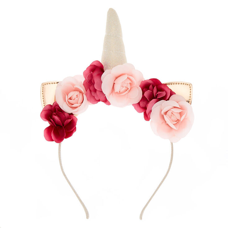 Rose Gold Unicorn Flower Crown Headband,