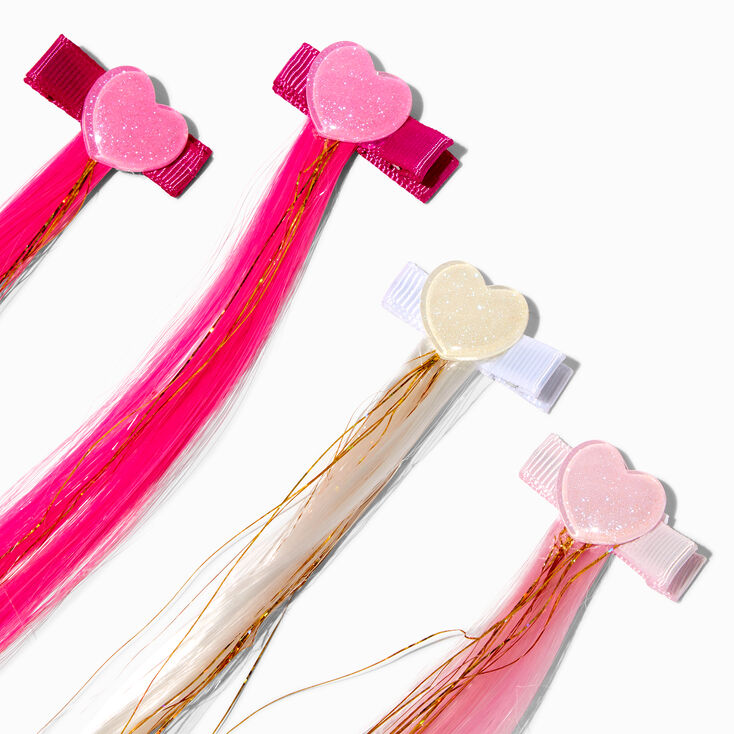 Claire&#39;s Club Heart Faux Hair Snap Hair Clips - 6 Pack,