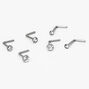 20G Silver-tone Titanium Graduated Nose Studs - 6 Pack,