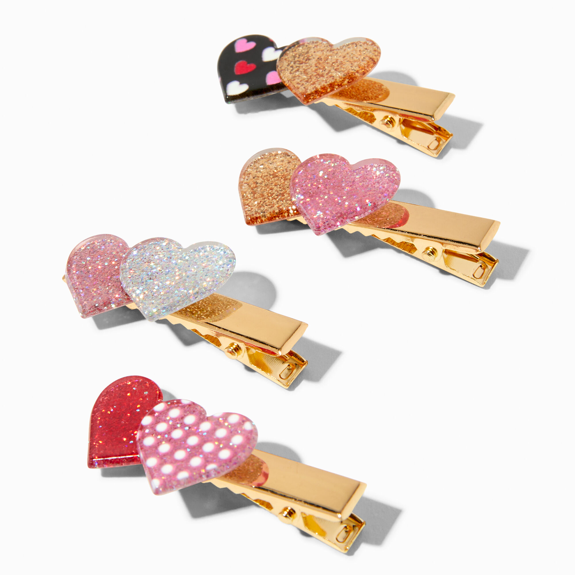 View Claires Club Glitter Multi Heart Hair Clips 4 Pack information