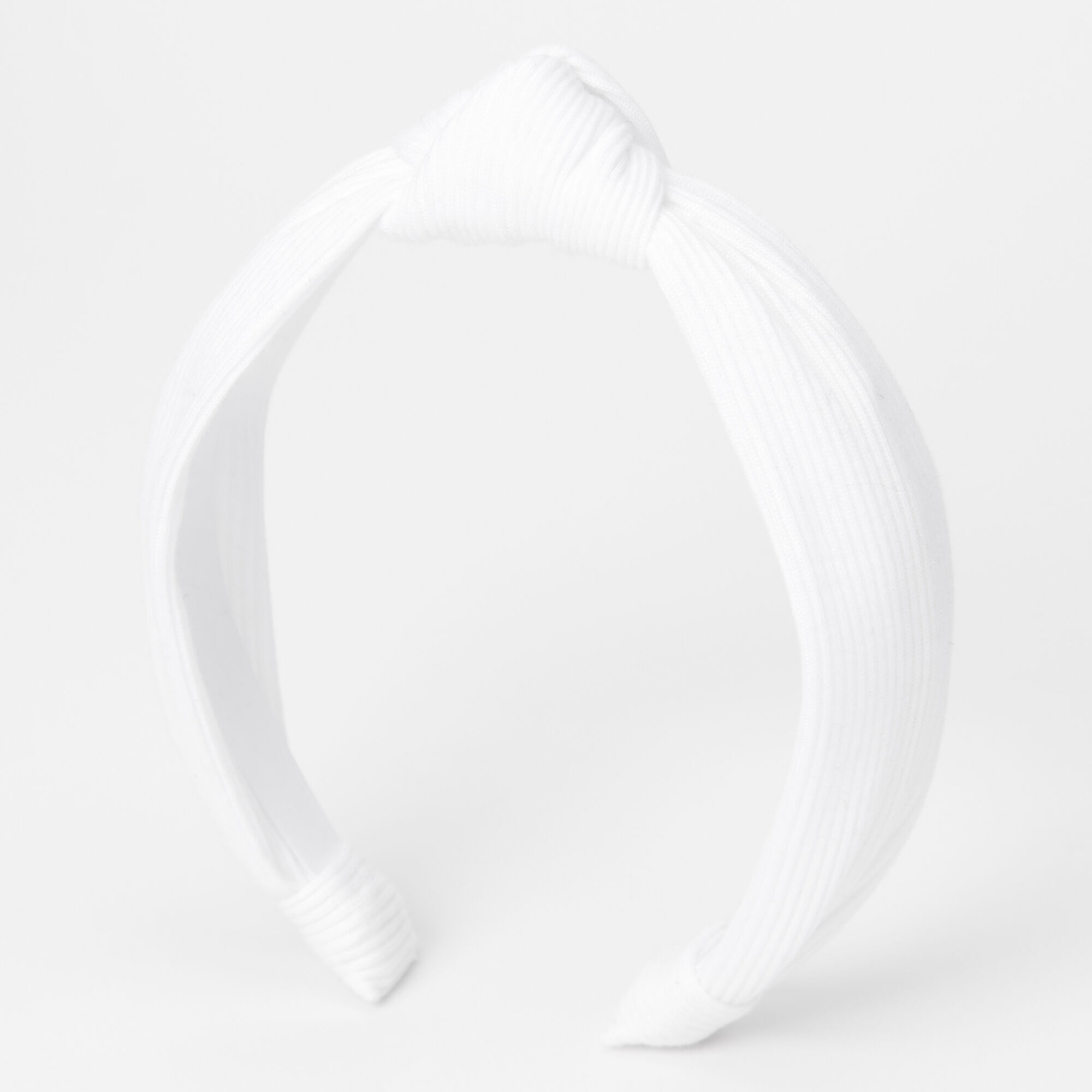 View Claires Knotted Ribbed Knit Headband White information