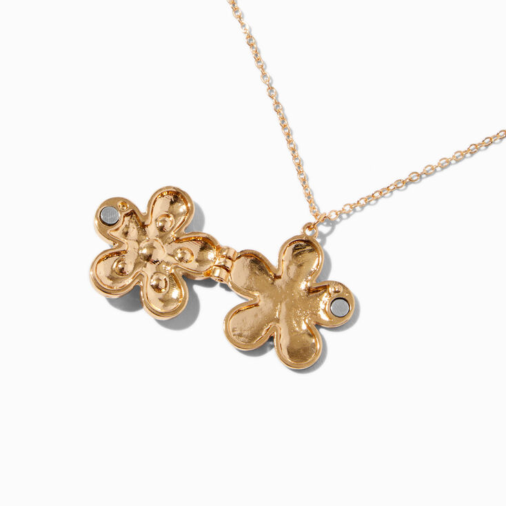 Uptown Flower Gem Locket Pendant Necklace,