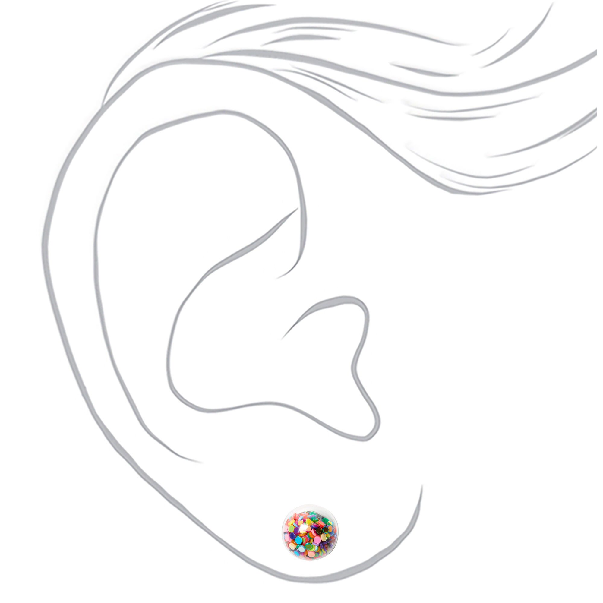 Silver Rainbow Shaker Stud Earrings - 3 Pack,