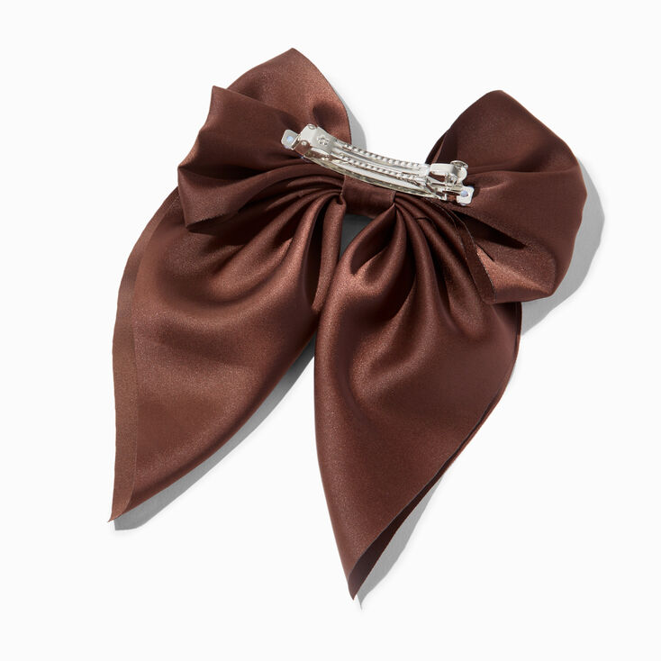Brown Satin Hair Bow Clip,
