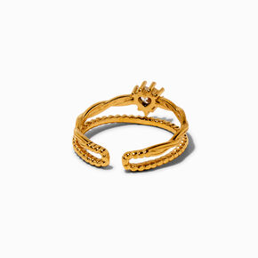 Gold-tone Stainless Steel Cubic Zirconia Heart Multi Strand Toe Ring,