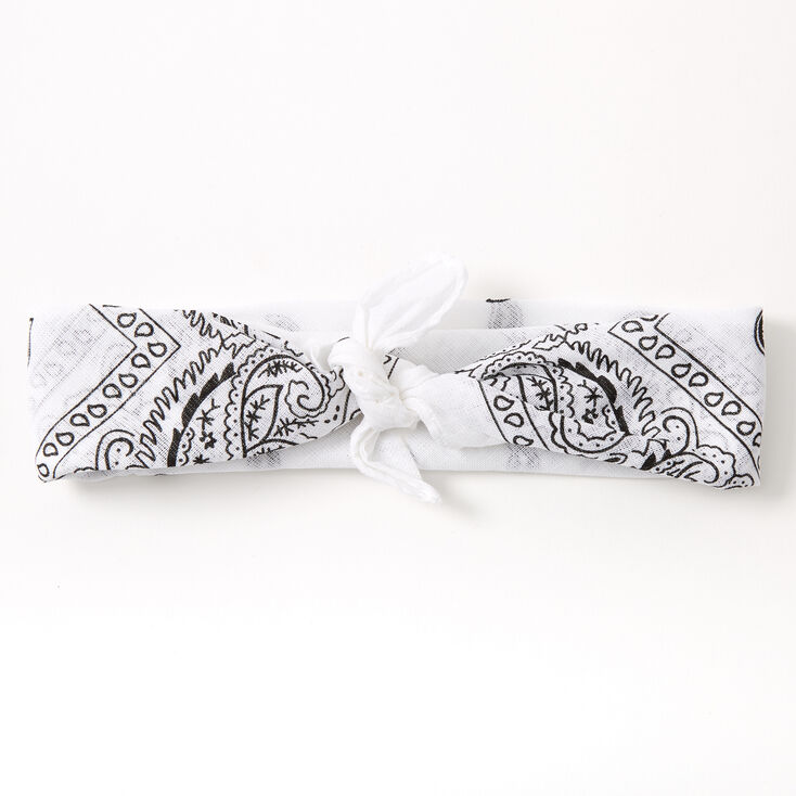 Claire&#39;s Club Paisley Bandana Headwrap - White,