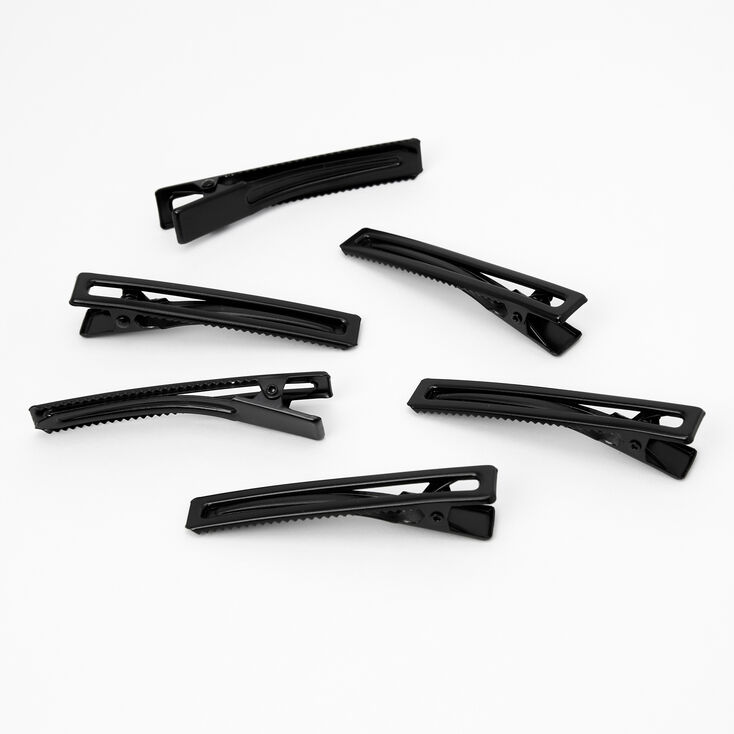 Solid Matte Hair Clips - Black, 6 Pack,