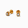 C LUXE by Claire&#39;s Gold-tone Titanium Cubic Zirconia Bezel Teardrop Flat Back Stud Earrings,